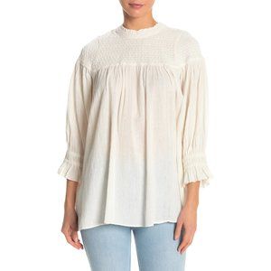 Free People Obi Mila Ivory Smocked Tunic